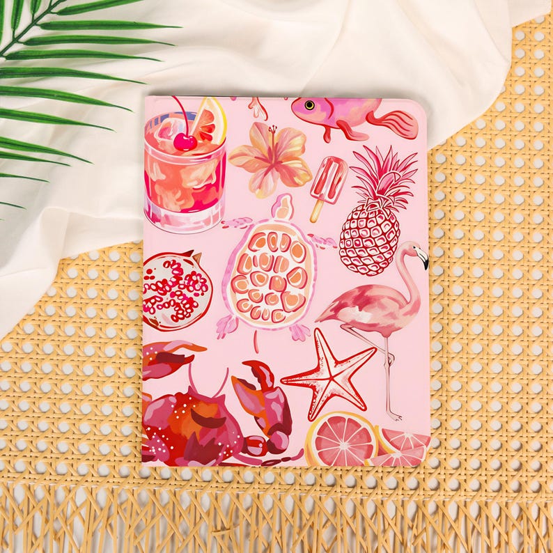 Pinaple Turtle Pink Tropical Summer iPad Case With Pencil Slot for Air 8/7th A16 2026/ ...