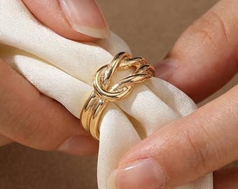 Handmade Love Knot Scarf Ring Elegant Scarf Clip in Gold Silver Rose Gold Minimalist Scarf Slide for Silk Scarves Meaningful Gift for Her