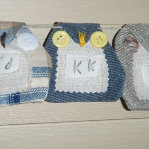 SALE ALPHABET Banner Handmade Owls OOAK