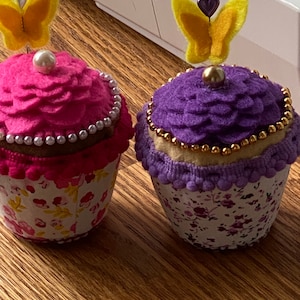Cupcake birthday Pin Cushion for Sewers Needle Felted Cupcake One of a Kind Handmade With Love