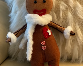 Gingerbread Adorable Huggable Soft Doll Gift OOAK Handmade Happy Holidays