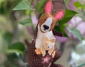Kangaroo and Joey Soft Toy Dolls Handmade OOAK Lisa Pay design
