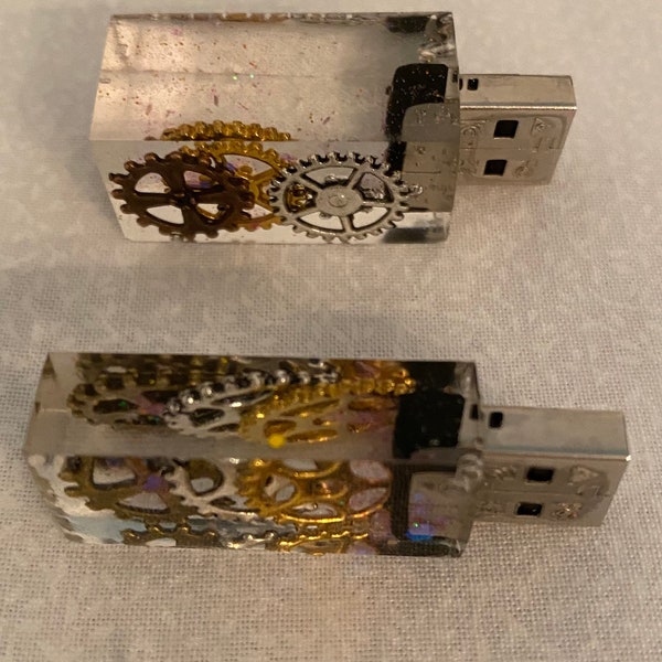 Handmade OOAK USB 16mb Memory Storage for Computer Resin Steampunk Unique Gift College Student New Job or Personal Use Two for price of one!