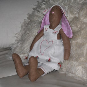 Bunny Rabbit Linen Doll Handmade