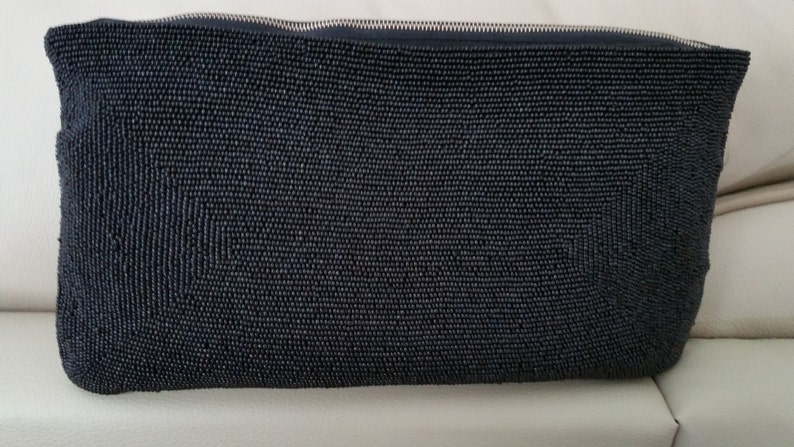 Vintage Black Beaded Dress Clutch Handbag image 2