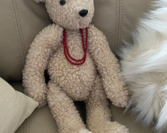 Teddy Bear Handmade OOAK Jointed Teddy Bear Beaded neck ware