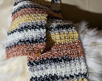Gorgeous Scarf Long Cozy Multicolor Crochet OOAK Handmade