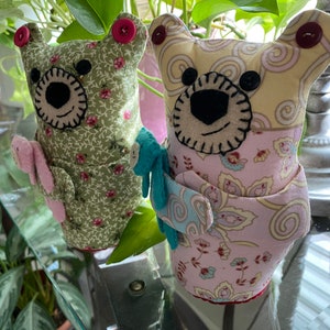 Bear and Baby Bear Fabric Felt Shelf Sitter Doll Lisa Pay Design OOAK Free Shipping