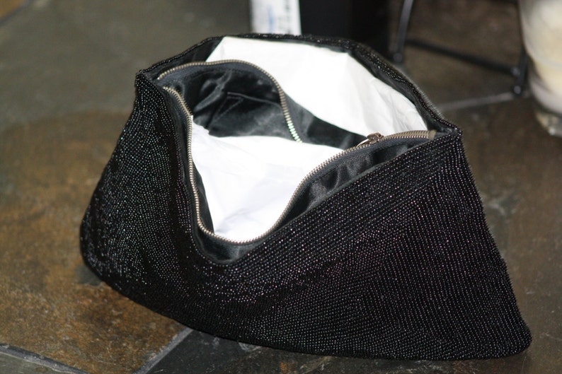Vintage Black Beaded Dress Clutch Handbag image 3