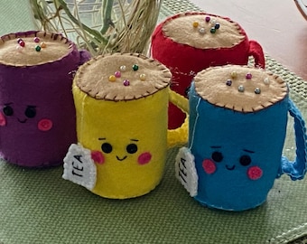 Pin Cushions Handmade with Love Tea Cup Mug Hygge Comfort Sewing Adorable Gift for Sewers