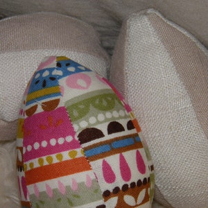 Hen Fabric Doll With 3 Fabric Eggs Handmade One of a Kind Yellow Overalls image 3