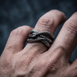 Bague serpent vintage en acier inoxydable, bijoux gothiques tendance pour homme, cadeau pour lui
