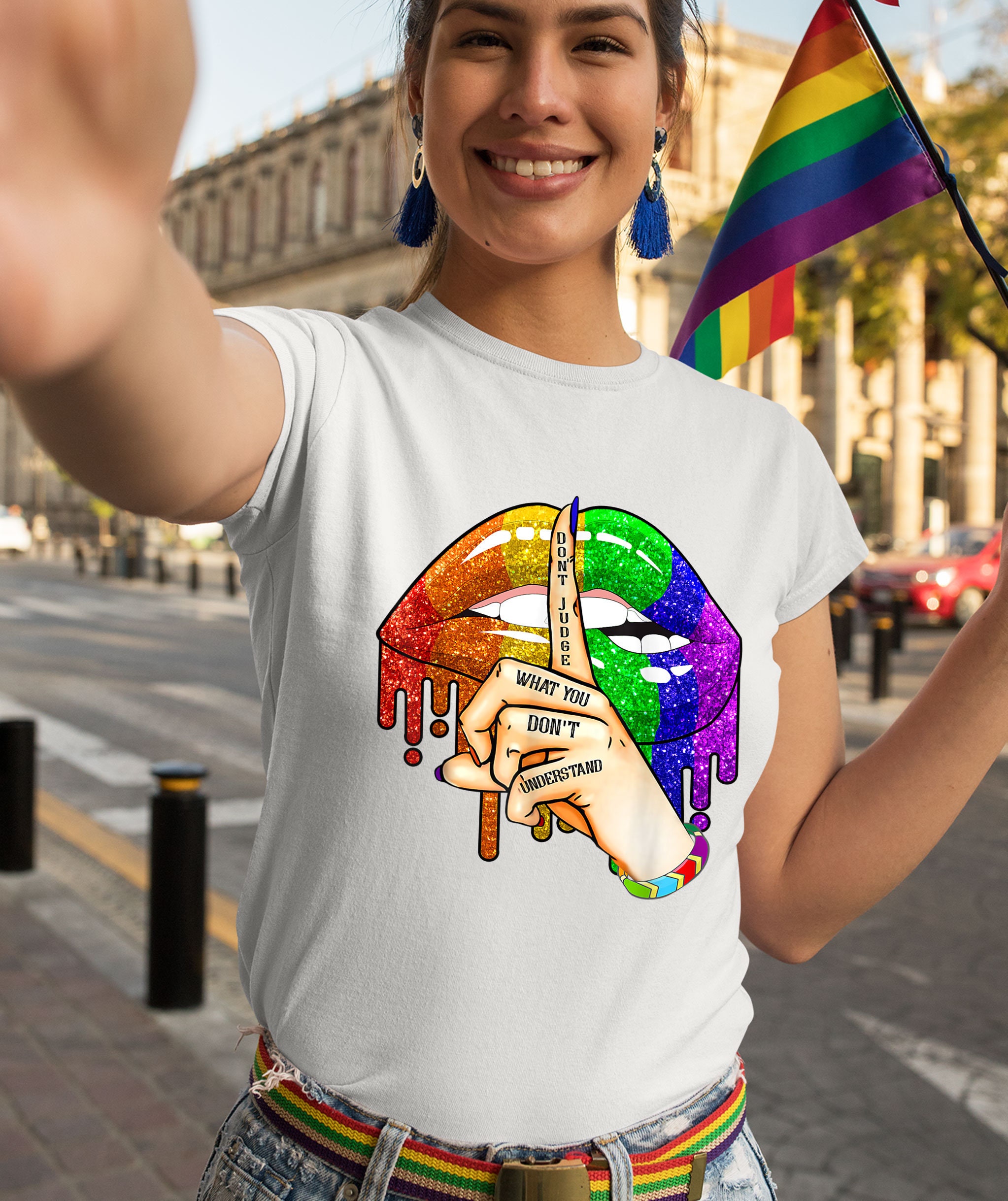 Don\u2019t Judge What You Don\u2019t Understand Gay Pride Rainbow Lips Tee