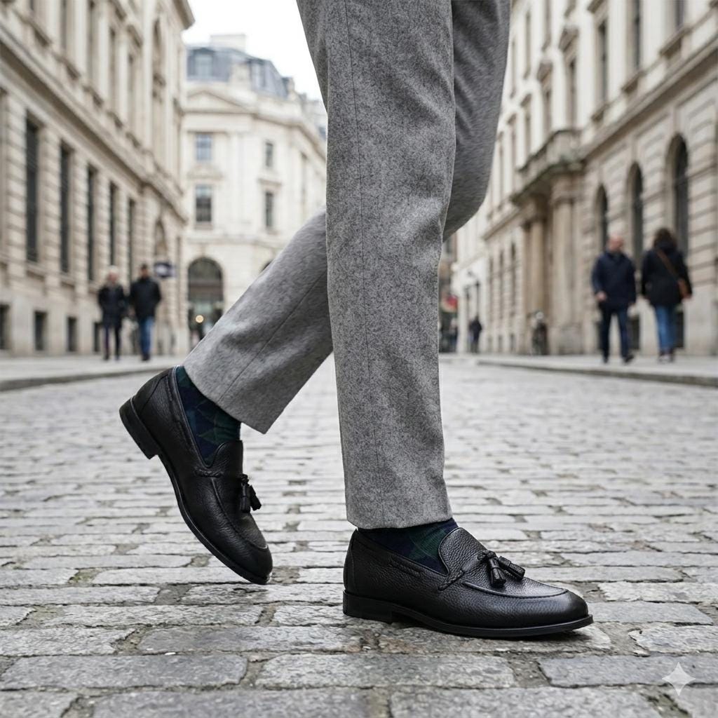 Handmade Black Pebble Grain Leather Tassel Loafers – Italian  display picture 1