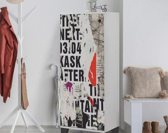 Moderner weißer Schuhschrank, schmaler Eingangsbereich, schwarze Griffe, kleine Raumeinheit