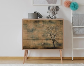 Skandynawska drewniana komoda, nogi z litego drewna, minimalistyczny organizer z 3 szufladami