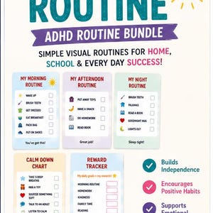 ADHD Routine Bundle for Kids- Printable Daily Charts, Morning, After School & Bedtime Visual Schedules