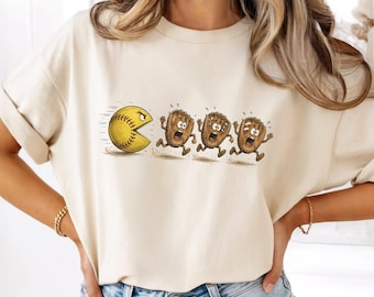 Funny Softball Shirt, Softball Chasing Gloves Graphic Tee, Cute Baseball Humor T-Shirt, Game Day Sports Gift