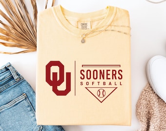 Oklahoma Sooners Softball Shirt, OU Softball Graphic Tee, Crimson Game Day T-Shirt, Softball Mom Gift, College Fan Tee