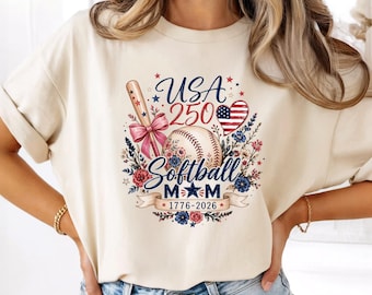 USA 250 Softball Mom PNG, Patriotic Softball Design, 1776 2026 Sublimation File, 4th of July Softball Clipart (Digital Download)