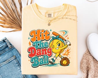 Hit The Dang Ball Shirt, Funny Softball Tee, Cute Game Day T-Shirt, Softball Mom Gift, Girls Softball Player Shirt