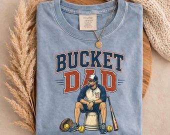 Bucket Dad Shirt, Funny Softball Dad T-Shirt, Vintage Sports Graphic Tee, Baseball Dad Gift, Coach Game Day Shirt