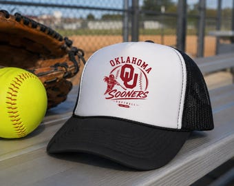 Oklahoma Sooners Softball Hat, OU Trucker Cap, Crimson Game Day Baseball Cap, Softball Mom Gift, Team Fan Hat