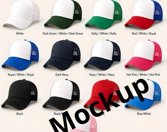 Foam Trucker Hat Mockup, White Cap Mockup, Trucker Cap Feature Card, Digital Download, Etsy POD Hat Mockup