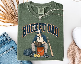Bucket Dad Shirt, Funny Softball Dad T-Shirt, Vintage Sports Graphic Tee, Baseball Dad Gift, Coach Game Day Shirt