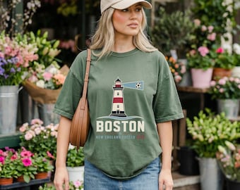 Boston Soccer 2026 Shirt, New England Lighthouse Tee, USA Mexico Canada Soccer Fan Gift, Game Day Unisex T-Shirt