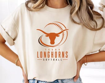 Texas Longhorns Softball Shirt, Longhorn Game Day Tee, Texas Softball Graphic T-Shirt, Softball Mom Gift, College Fan Shirt