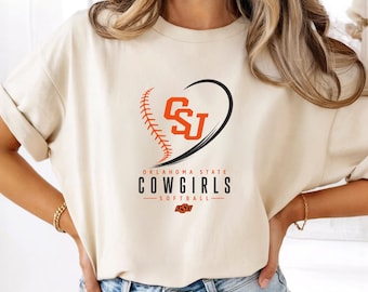 Oklahoma State Cowgirls Softball Shirt, OSU Softball Graphic Tee, Orange Game Day T-Shirt, Softball Mom Gift