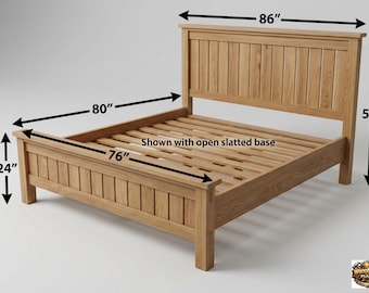 White Oak King Bed Frame Plans, Craftsman Farmhouse DIY Wood Furniture (PDF Download)