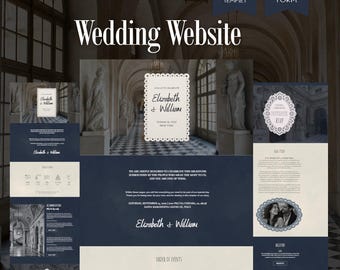 Modello di sito web per matrimoni maestoso / Elegante sito Canva (Download immediato) -018