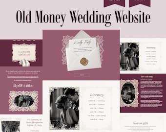 Modèle de site Web de mariage Old Money | Élégant site Canva (téléchargement instantané) -014