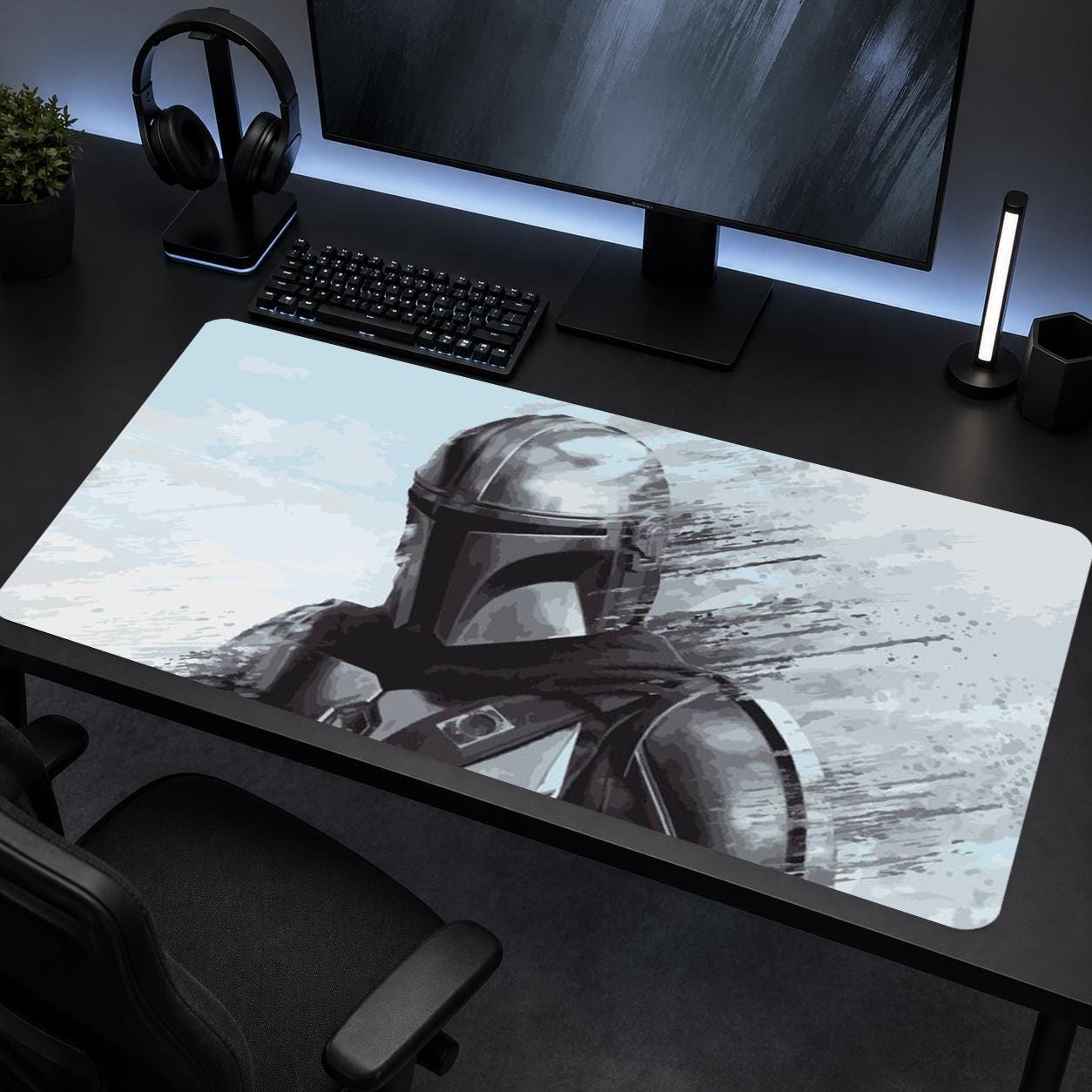 Star Wars Desk Mat ,mandalorian Inspired Desk Pad, Bounty Hunter