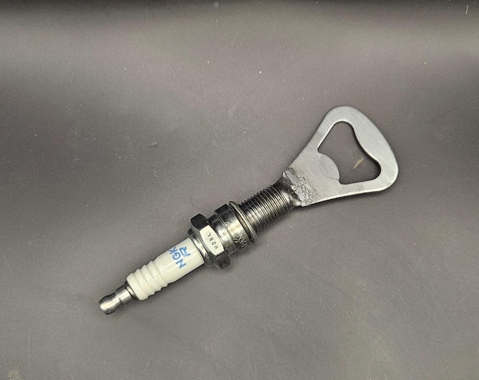 Handcrafted Spark Plug Bottle Opener: Industrial Garage Gift for Enthusiasts