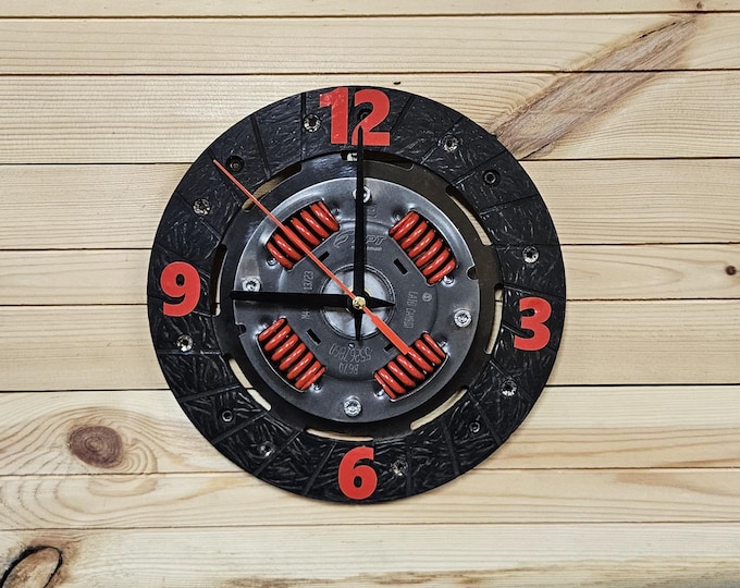 Car Clutch Clock – Handmade Automotive Wall Decor – Mechanic Gift