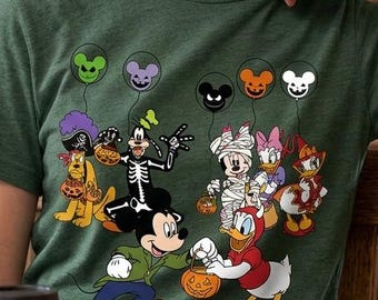 Disney Halloween Shirt, Retro Mickey and Friends Tee, Spooky Matching Family Vacation T-shirt, Cute Cartoon Fall Aesthetic Graphic Top