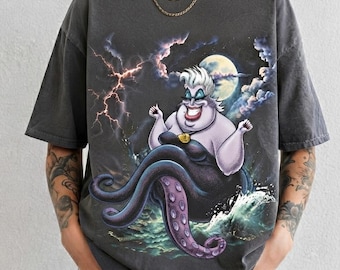 Ursula Vintage Shirt Comfort Colors, Disney Villains Sea Witch Retro 90s Tee, Heavyweight Oversized Gothic Graphic T-Shirt