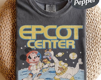 EPCOT Center Retro Shirt, Vintage Mickey and Figment Tee, Comfort Colors Disney Vacation Shirt, Space Mickey Astronaut Apparel