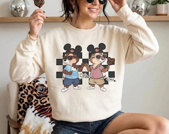 Chip and Dale Sweatshirt, Retro Disney Trip Crewneck, Matching Vacation Apparel, Cute Cartoon Character Shirt, Unisex Holiday Sweater