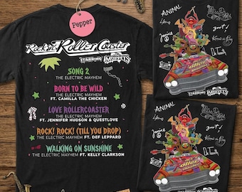 2-Sided Rock 'n' Roller Coaster The Muppets T-Shirt, Vintage The Electric Mayhem Tour Tee, Disney World Band Shirt, Music Lover Gift Apparel