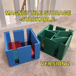 3D Printed Magnetic Tile Organizer Stacker V2 | Magna-Tiles, PicassoTiles Storage Solution that Stacks