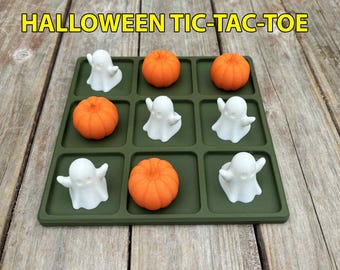 Gioco del tris di Halloween / Gioco da tavolo con zucca fantasma / Giocattolo da viaggio stampato in 3D