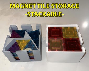 Organizzatore di piastrelle magnetiche impilabili / Sistema modulare per riporre i giocattoli / Contenitore per piastrelle magnetiche / Organizzazione della stanza dei giochi per bambini / Contenitore Montessori