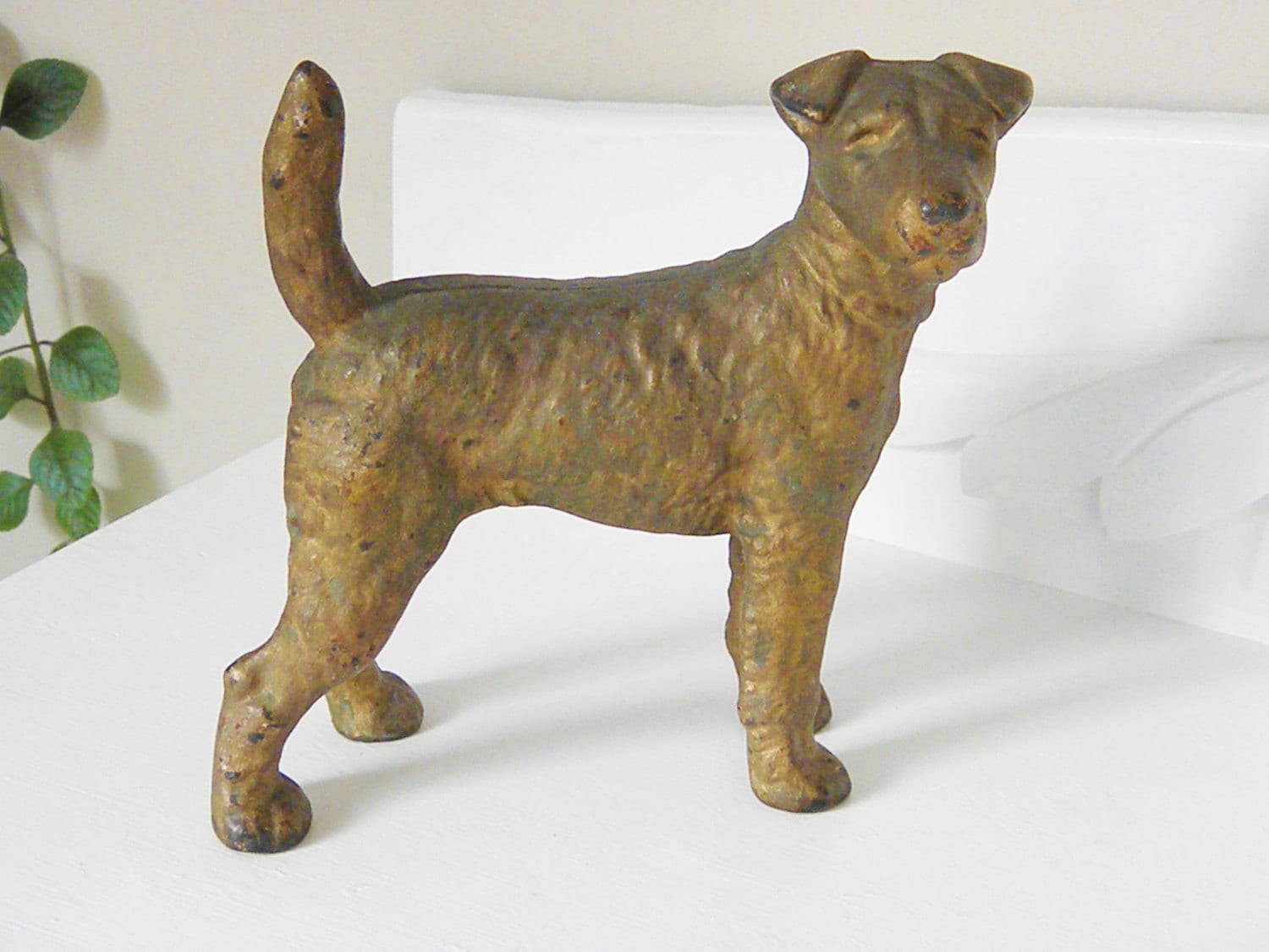 Vintage Cast Iron Hubley Terrier Dog Door Stop Etsy