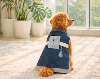 K-Style Male Dog Hanbok: Embroidered Tassel Pet Costume, Authentic Korean Fabric