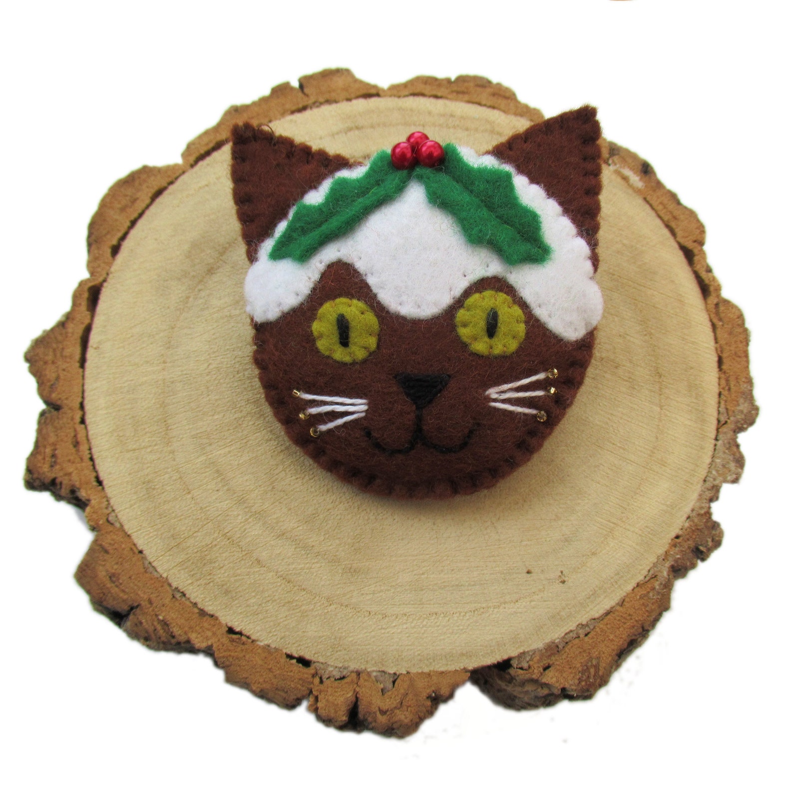 Cat brooch pin Christmas pudding cat pin Christmas cats cat Etsy