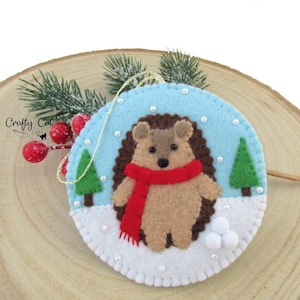Hedgehog Christmas Ornament: Felt Winter Decoration